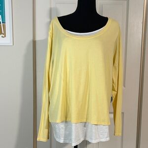 J. Jill Yellow and White Layered Long Sleeve Top